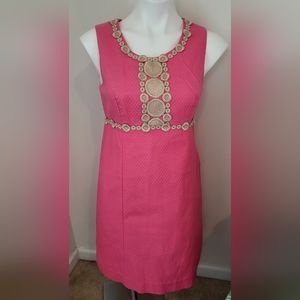 LILY PULITZER PINK AND GOLD SLEEVELESS DRESS Rosie Shift